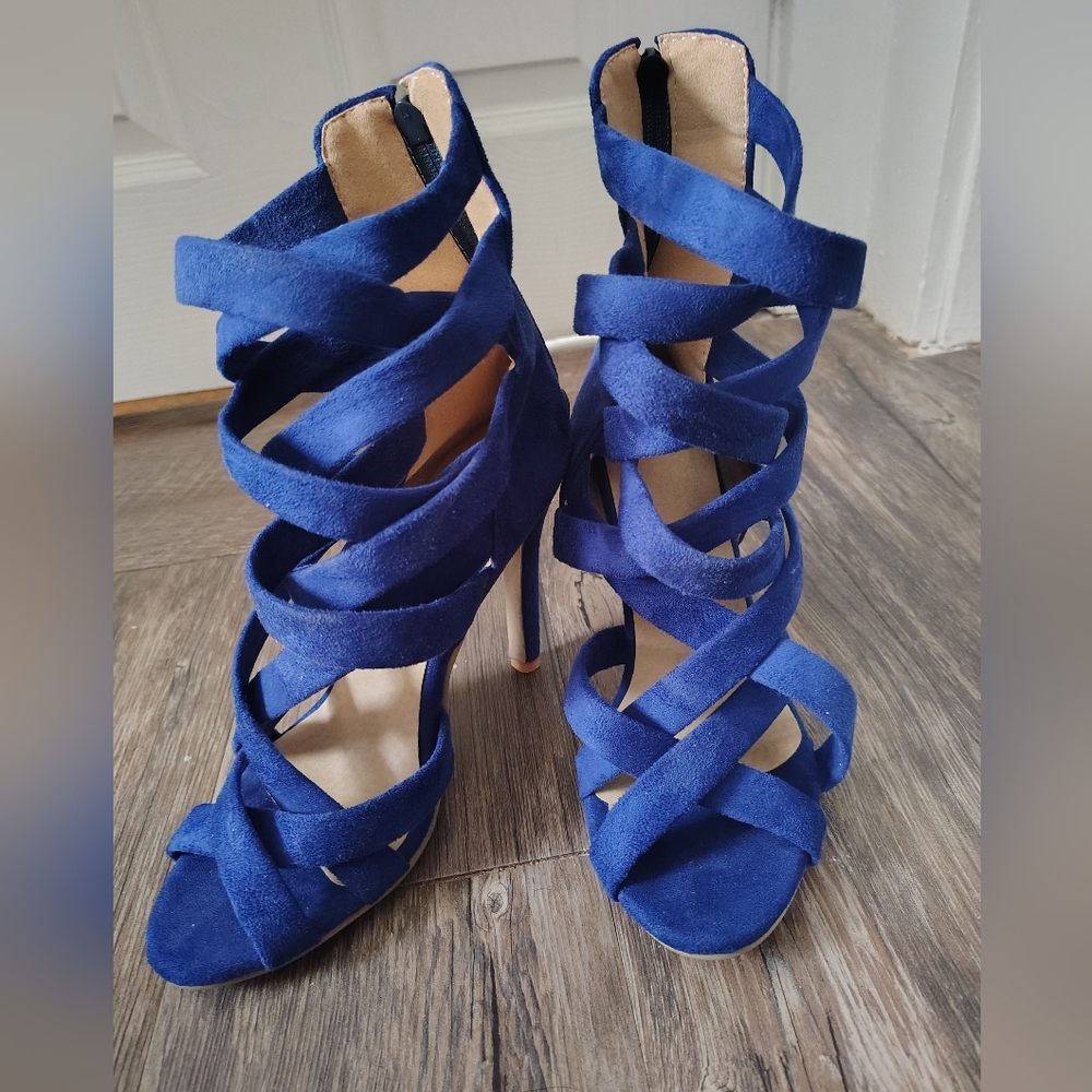 Elegant Blue Strappy Heels